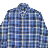 CHAPS Mens Blue & White Check Shirt M Cotton Blend Long Sleeve Button Down