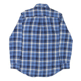 CHAPS Mens Blue & White Check Shirt M Cotton Blend Long Sleeve Button Down