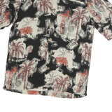 CARRIBEAN Mens Black & Cream Red Palm Tree Print Cotton Shirt S Casual Holiday