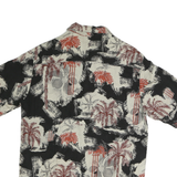 CARRIBEAN Mens Black & Cream Red Palm Tree Print Cotton Shirt S Casual Holiday