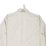 Mens Beige & Red Casual Cotton Blend Button Jacket L Plain Lightweight