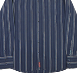 TOMMY HILFIGER Mens Blue & White Striped Shirt L Classic Fit Cotton Blend Long