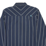 TOMMY HILFIGER Mens Blue & White Striped Shirt L Classic Fit Cotton Blend Long