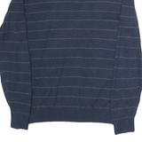 NAUTICA Mens Blue & Grey Patterned Cotton Jumper V-Neck Basic Knit M Casual