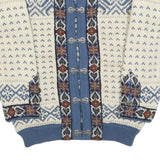 DALE OF NORWAY Womens Cream & Blue Patterned Jumper Round Neck Cable Knit M Wool
