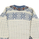 DALE OF NORWAY Womens Cream & Blue Patterned Jumper Round Neck Cable Knit M Wool