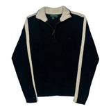 Ralph Lauren Striped 1/4 Zip - Medium Black Cotton