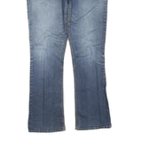 Womens Regular Fit Blue Denim Straight Leg Jeans W32 L30 Embellished Pockets Zip