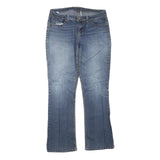 Womens Regular Fit Blue Denim Straight Leg Jeans W32 L30 Embellished Pockets Zip