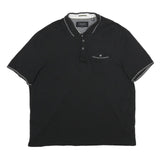 TED BAKER Mens Black Short Sleeve Plain 2XL Cotton Blend Polo Shirt Stylish Fit
