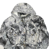 MIZUNO Womens Black & White Printed Zip Jacket L Polyester Blend Casual