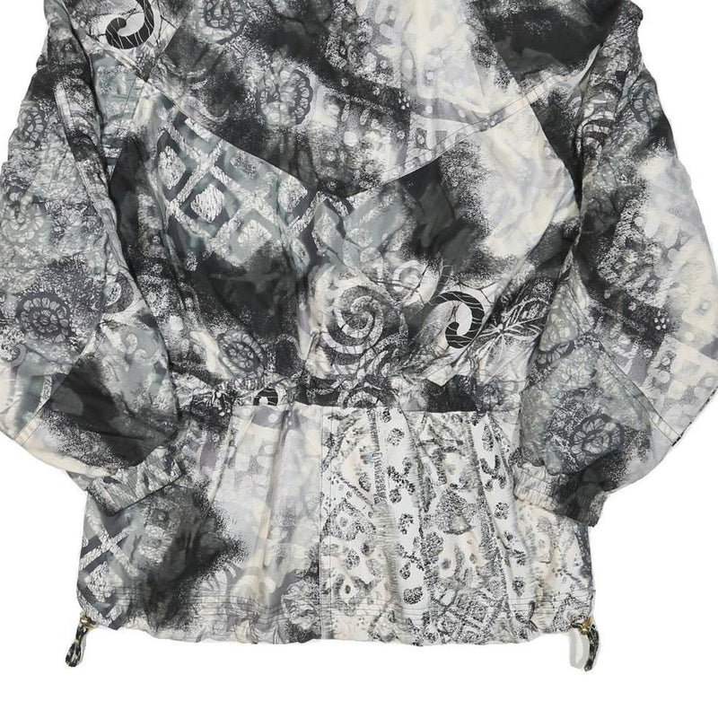 MIZUNO Womens Black & White Printed Zip Jacket L Polyester Blend Casual