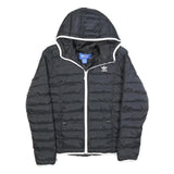 ADIDAS Womens Black Zip Up Puffer Hooded Jacket UK 10 Polyester Blend Casual