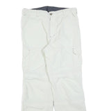 OCK Mens Polyester Blend White Regular Straight Leg Trousers W32 L32 Zip Closure
