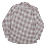TOMMY HILFIGER Mens White & Brown Check Shirt L Cotton Blend Classic Fit