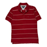 Tommy Hilfiger Striped Polo Shirt - Large Red Cotton