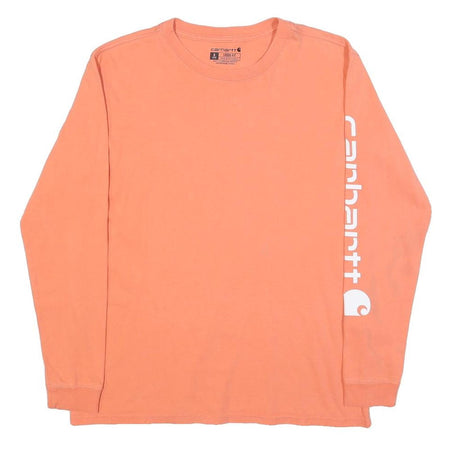 CARHARTT Womens Orange Long Sleeve Crew Neck Graphic T-Shirt S