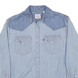 LEVI'S Womens Blue Denim Shirt XS Western Style Cotton Blend Long Sleeve Button