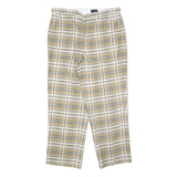 NICK TAYLOR Womens Polyester Blend Beige & Cream Check Relaxed Straight Trousers