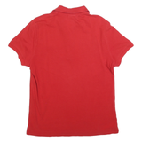 LACOSTE Mens Red Short Sleeve Plain Polo Shirt S Classic Cotton Blend