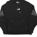 PUMA Womens Black Hoodie M Logo Graphic Cotton Blend Casual Pullover