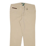 LAUREN RALPH LAUREN Womens Cotton Blend Beige Slim Straight Trousers W30 L27