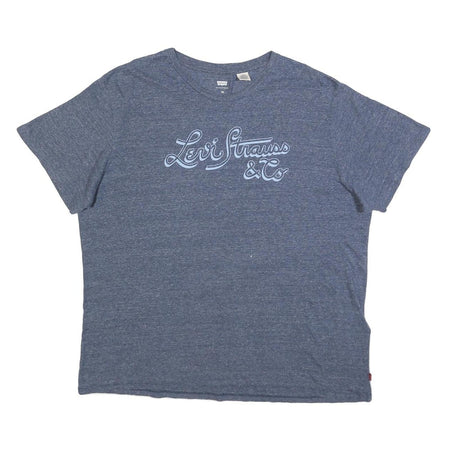 LEVI'S Womens Blue Graphic T-Shirt 2XL Short Sleeve Crew Neck Casual Cotton
