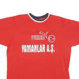 PUMA Mens Red & Navy Graphic T-Shirt XL Short Sleeve Crew Neck Cotton Blend