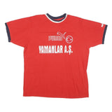 PUMA Mens Red & Navy Graphic T-Shirt XL Short Sleeve Crew Neck Cotton Blend