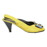CARINA Womens Yellow Slingback Peep Toe Cone Heel Synthetic UK 8 Stylish Summer