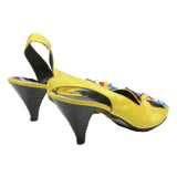 CARINA Womens Yellow Slingback Peep Toe Cone Heel Synthetic UK 8 Stylish Summer