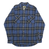 FIELD & STREAM Mens Blue Check Flannel Shirt L Cotton Casual Button Detail