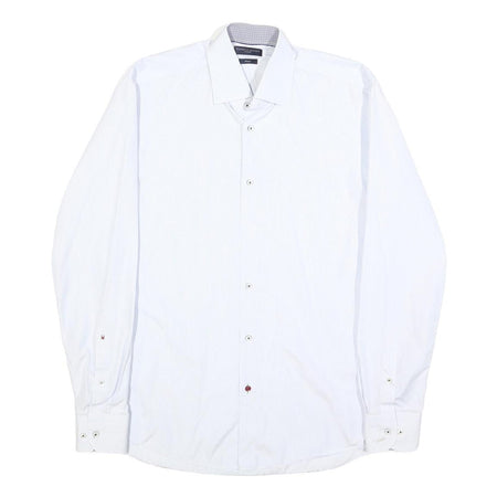 TOMMY HILFIGER Mens White Shirt L Classic Cotton Long Sleeve Formal Button