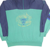 Mens Blue & Green Cruise Life Hoodie XL Cotton Blend Colourblock Pullover