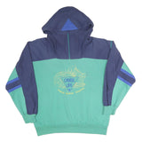 Mens Blue & Green Cruise Life Hoodie XL Cotton Blend Colourblock Pullover