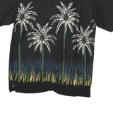 WAKIKI Mens Black Palm Tree Pattern Rayon Shirt M Summer Casual Beachwear