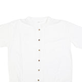 Mens White Shirt XL Cotton Short Sleeve Button Down Casual Summer