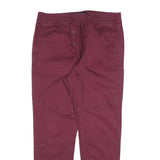 HOLLISTER Mens Cotton Blend Burgundy Slim Tapered Trousers W34 L28 Drawstring