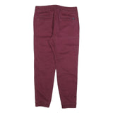 HOLLISTER Mens Cotton Blend Burgundy Slim Tapered Trousers W34 L28 Drawstring