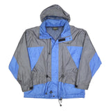 NOBLE SSIMO Mens Grey & Blue Outdoor Jacket M Polyester Blend Zip Hooded