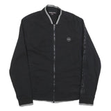 MICHAEL KORS Womens Black Bomber Jacket L Cotton Blend Plain Zip Stylish