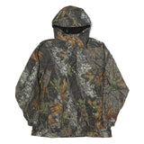 ROCKY GEAR Mens Green & Brown Camouflage Outdoor Jacket L Polyester Zip Hooded