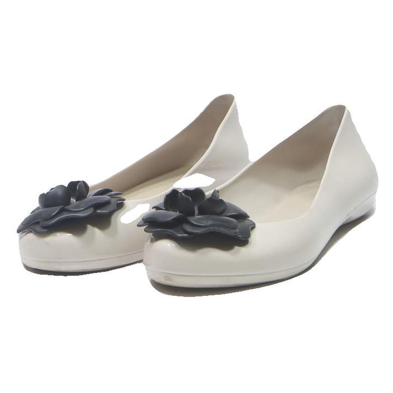 MELISSA Womens Ballet Flats Shoes Cream & Black Synthetic UK 4 Elegant