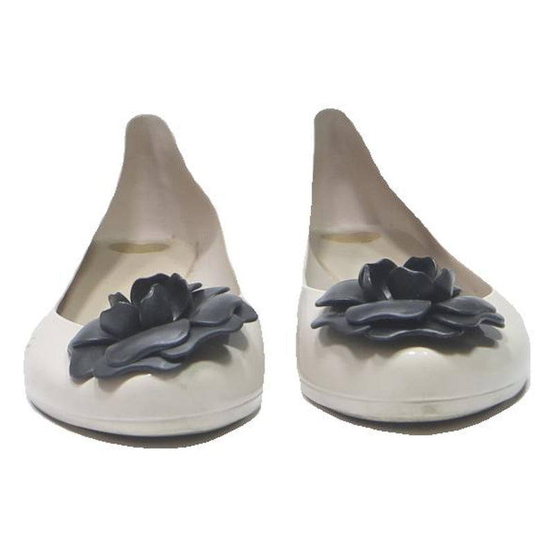 MELISSA Womens Ballet Flats Shoes Cream & Black Synthetic UK 4 Elegant