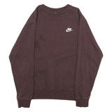 NIKE Mens Maroon Crew Neck Pullover Sweatshirt S Cotton Blend Jersey Long Sleeve