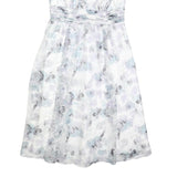 JENNY PACKHAM Womens White Blue Floral Fit & Flare Woven Sleeveless Midi Dress