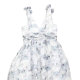 JENNY PACKHAM Womens White Blue Floral Fit & Flare Woven Sleeveless Midi Dress