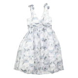 JENNY PACKHAM Womens White Blue Floral Fit & Flare Woven Sleeveless Midi Dress