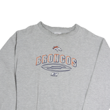 REEBOK Mens Grey Broncos Crew Neck L Cotton Sweatshirt NFL Vintage Sportswear