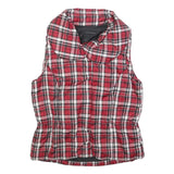 CALVIN KLEIN JEANS Womens Red & White Checked Puffer Jacket M Polyester Zip